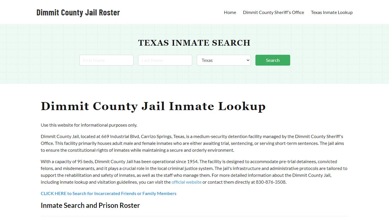 Dimmit County Jail Roster Lookup, TX, Inmate Search