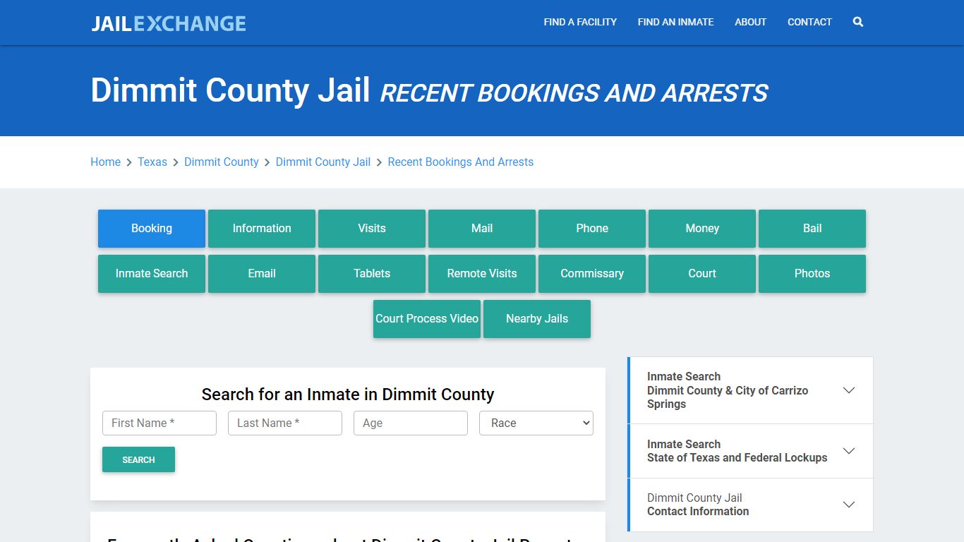 Dimmit County Jail Recent Bookings And Arrests - Jail Exchange